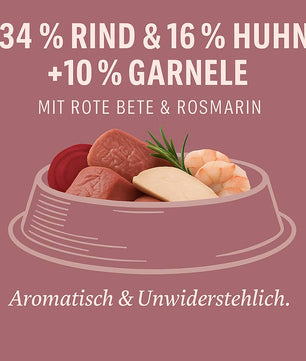 Luger's Daily Pleasures Nassfutter für Katzen mit Rindfleisch und Garnelen 6 x 185 g