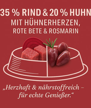 Luger's Daily Pleasures Nassfutter für Katzen mit Rinder- und Hühnerherzen 6 x 185 g