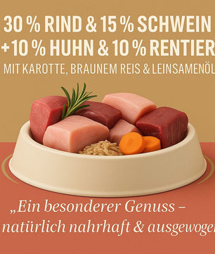 Luger's Daily Pleasures mit Rentier, Karotten und braunem Reis 400 g