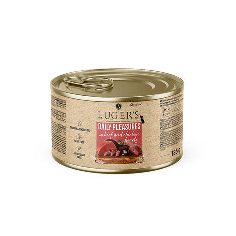 Luger's Daily Pleasures Nassfutter für Katzen mit Rinder- und Hühnerherzen 6 x 185 g