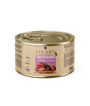Luger's Daily Pleasures Nassfutter für Katzen mit Rindfleisch und Garnelen 6 x 185 g