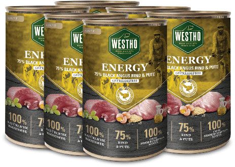 WESTHO Nassfutter Energy (75 % Rind & Pute) 6 x 400g