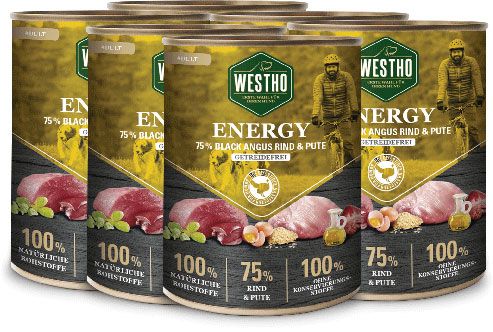 WESTHO Nassfutter Energy (75 % Rind & Pute) 6 x 800g