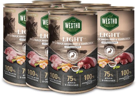 WESTHO Nassfutter Light (75 % Rind & Kaninchen) 6 x 400g