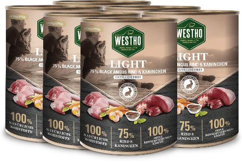 WESTHO Nassfutter Light (75 % Rind & Kaninchen) 6 x 800g