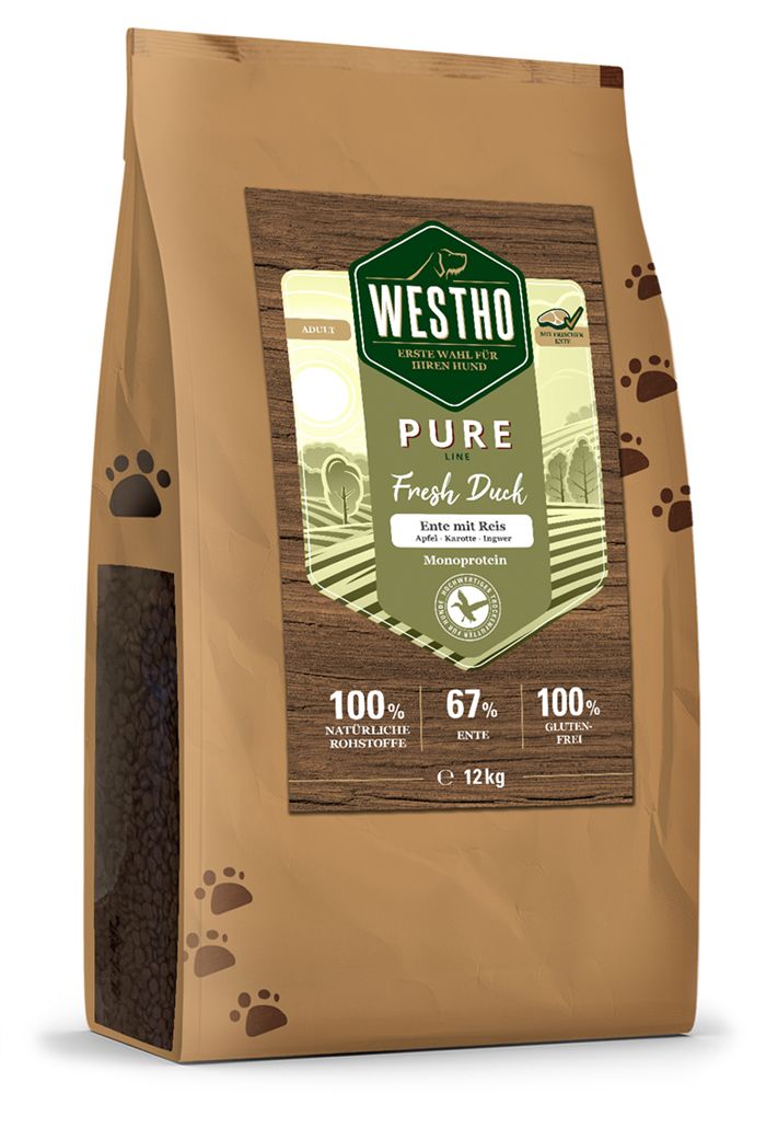 WESTHO Pure Line Trockenfutter Ente & Reis (67 % Ente) 12 kg