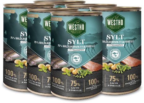 WESTHO Nassfutter Sylt (75 % Lachs & Forelle) 6 x 400g