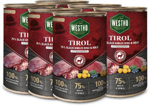 WESTHO Nassfutter Tirol (75 % Rind & Wild) 6 x 400g