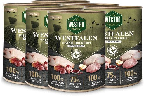 WESTHO Nassfutter Westfalen (75 % Ente, Pute & Huhn) 6 x 800g